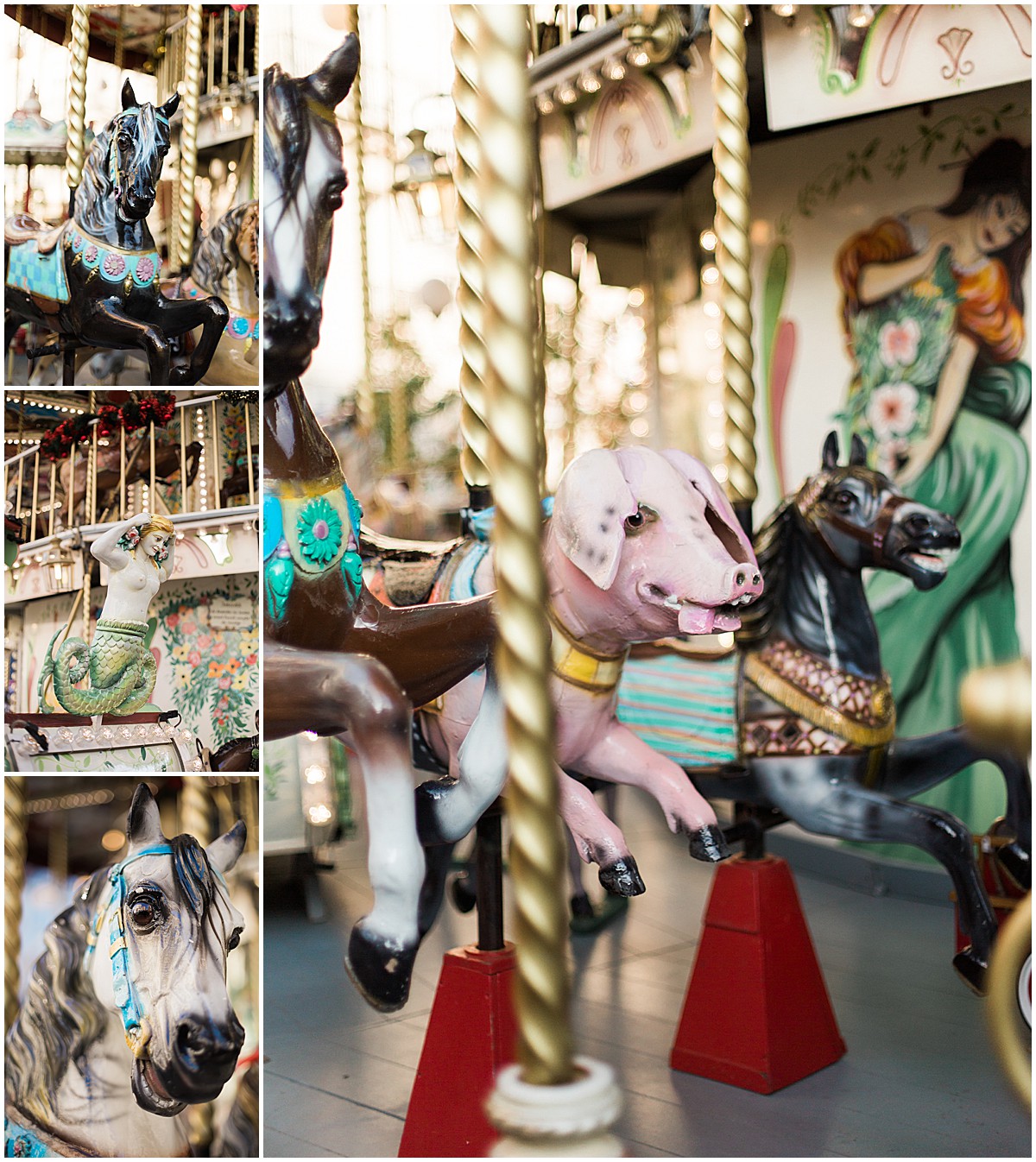 Old french carousel at Christmas village in Nantes details by Elena Usacheva Photographer 