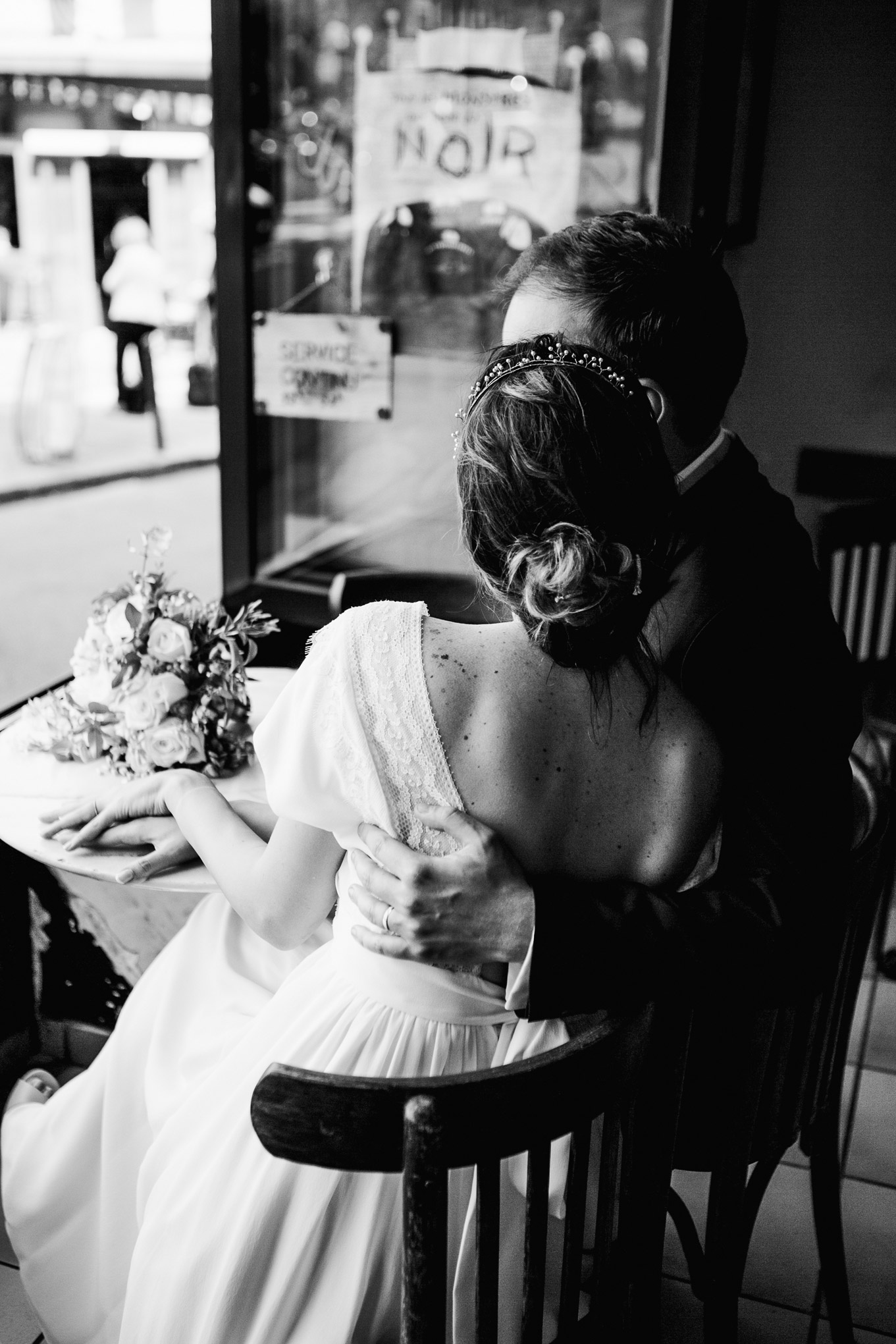 Photo noir et blanc de mariage